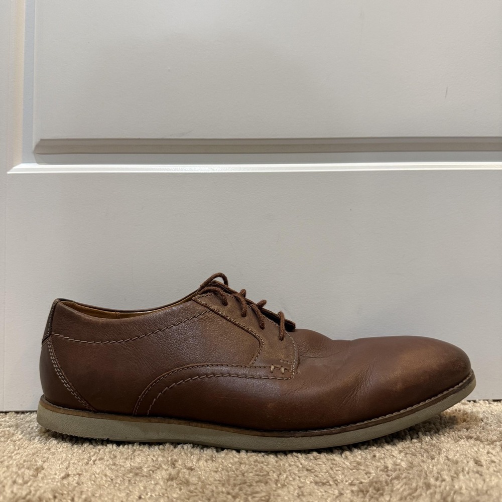 Clarks Shoes Mens Size 12 W Brown Leather Lace Up Casual Comfort 261410/78110